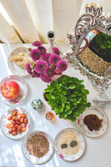 flatlay of assorted food on the table